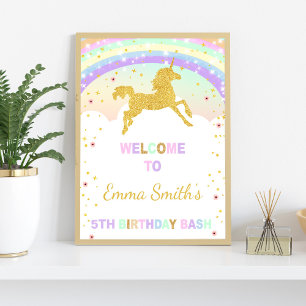 Gold Unicorn Welkomstsignalen uitvoeren Poster