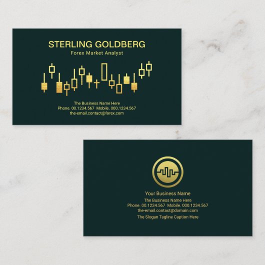 Gold Uptrend Stock Movement Graph Forex Dealer Visitekaartje (Voorkant / Achterkant)