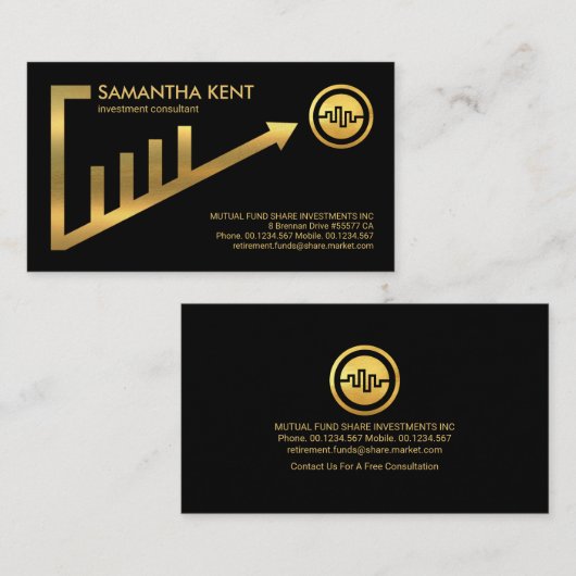 Gold Upwards Share Graph Lijst Visitekaartje (Voorkant / Achterkant)