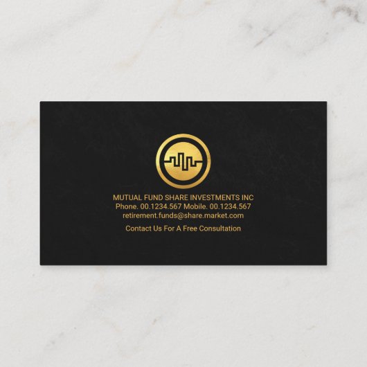 Gold Upwards Trend Share Black Grunge Visitekaartje (Achterkant)