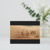 Gold US 500 Dollar Bill Front Briefkaart (Staand voorkant)