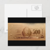 Gold US 500 Dollar Bill Front Briefkaart (Voorkant / Achterkant)