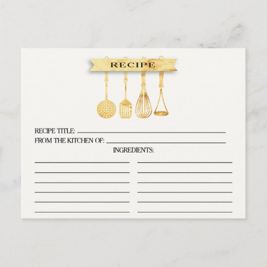 Gold Utensils Vrijgezellenfeest Recept Kaarten (Voorkant)