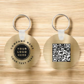 Gold Uw Bedrijf Logo QR Code Zakelijk Sleutelhanger