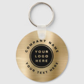 Gold Uw Bedrijf Logo QR Code Zakelijk Sleutelhanger (Voorkant)