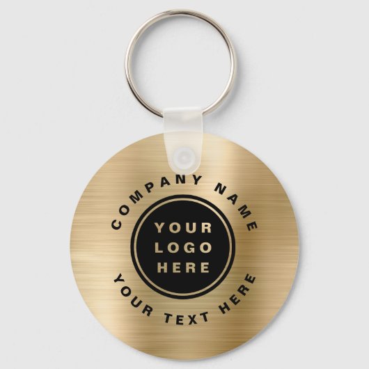 Gold Uw Bedrijf Logo QR Code Zakelijk Sleutelhanger (Voorkant)