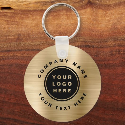 Gold Uw Bedrijf Logo QR Code Zakelijk Sleutelhanger (Voorkant)