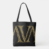 Gold V Monogram Initiaal Ontwerp op elke kleur Tote Bag (Achterkant)