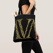 Gold V Monogram Initiaal Ontwerp op elke kleur Tote Bag (Dichtbij)