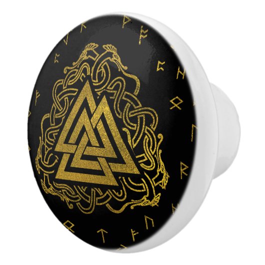 Gold Valknut Symbool op looppatroon Keramische Knop (Rechts)