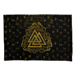 Gold Valknut Symbool op looppatroon Kussensloop