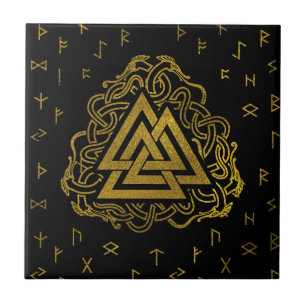 Gold Valknut Symbool op looppatroon Tegeltje