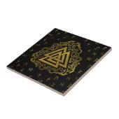 Gold Valknut Symbool op looppatroon Tegeltje (Zijkant)