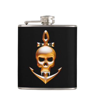 Gold Vampire en Anchor Skull Heupfles