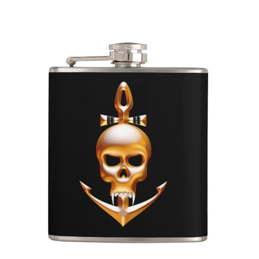 Gold Vampire en Anchor Skull Heupfles (Voorkant)