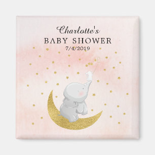 Gold vangt een Baby shower van Star Bunny Elephant Magneet