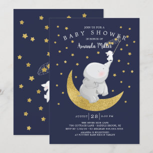 Gold vangt een Baby shower van sterbunny Elephant Kaart