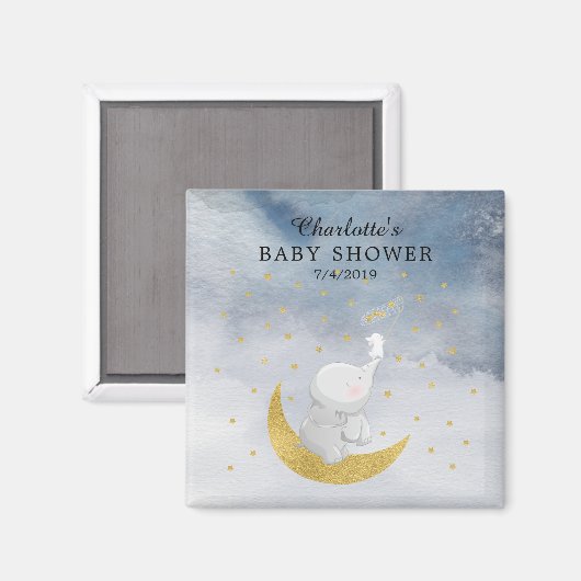 Gold vangt een Baby shower van sterbunny Elephant Magneet (Voorkant / Achterkant)
