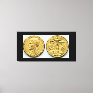 GOLD VATICAN MUNTEN MET POPE JOHN PAAUL ii Canvas Afdruk
