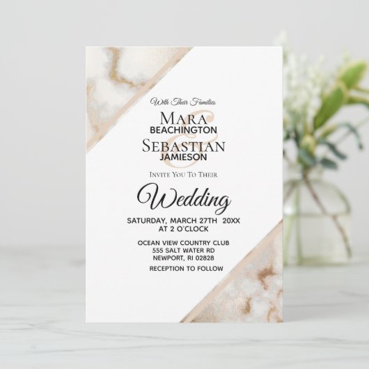 *~* Gold Vein Marble Artistic AR2 Wedding Kaart (Staand voorkant)