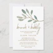 Gold Veined Eucalyptus Brunch en Bubble Kaart (Voorkant)