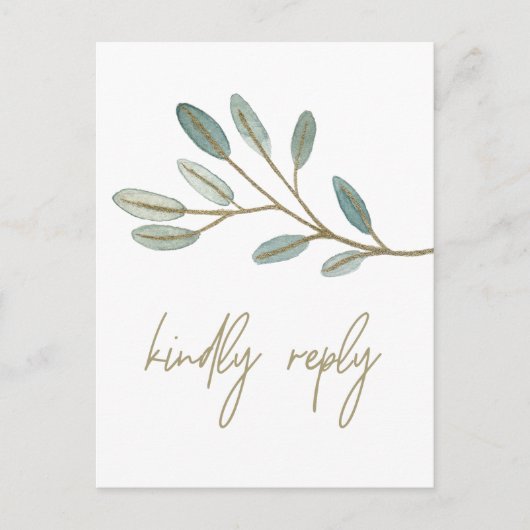 Gold Veined Eucalyptus Dieetgebonden Beperking RSV Uitnodiging Briefkaart (Voorkant)