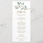Gold Veined Eucalyptus Dinner Menu Kaart (Voorkant)
