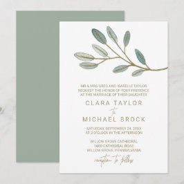 Gold Veined Eucalyptus Formele bruiloft Kaart