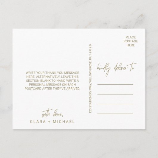 Gold Veined Eucalyptus Hartelijk dank Briefkaart (Achterkant)