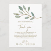 Gold Veined Eucalyptus Hartelijk dank voor uw Kaar Briefkaart (Voorkant)