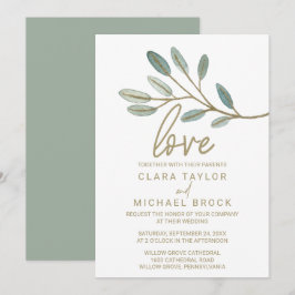 Gold Veined Eucalyptus Love Weddenschap Kaart