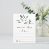 Gold Veined Eucalyptus Marriage Advice Kaarten (Staand voorkant)