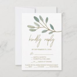Gold Veined Eucalyptus Menu Keuze RSVP-kaart