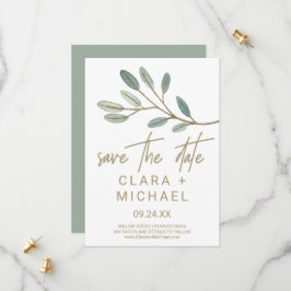 Gold Veined Eucalyptus Sla de datum-Kaart op Save The Date