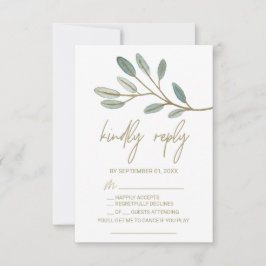 Gold Veined Eucalyptus Song Request RSVP-kaart RSVP Kaartje