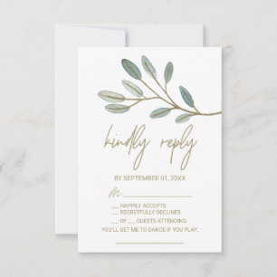 Gold Veined Eucalyptus Song Request RSVP-kaart RSVP Kaartje