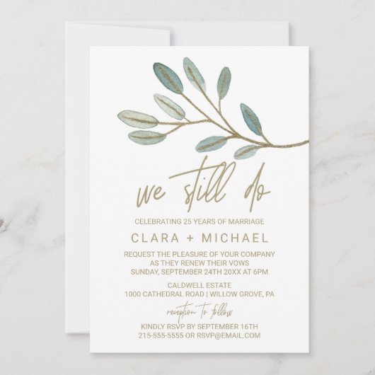 Gold Veined Eucalyptus Vow Renewal Kaart (Voorkant)