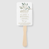 Gold Veined Eucalyptus Weddenprogramma Handwaaier (Voorkant)