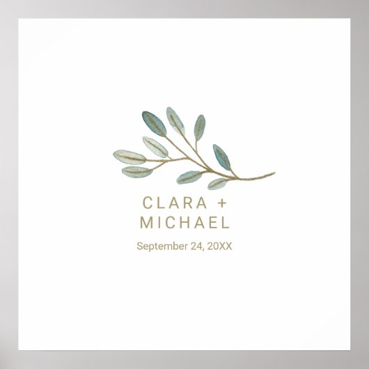 Gold Veined Eucalyptus Weddenschap Poster (Voorkant)