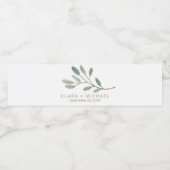 Gold Veined Eucalyptus Weddenschap Waterfles Etiket (Enkel label)