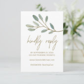 Gold Veined Eucalyptus Weddenschap Website RSVP-ka RSVP Kaartje (Staand voorkant)