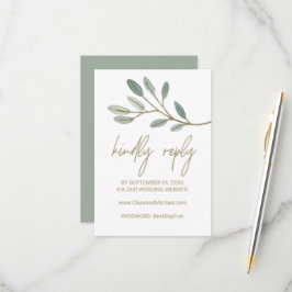 Gold Veined Eucalyptus Weddenschap Website RSVP-ka RSVP Kaartje