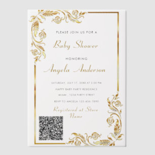 Gold Vellum Baby shower Uitnodiging met QR-code
