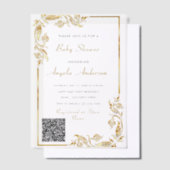 Gold Vellum Baby shower Uitnodiging met QR-code (Offset)