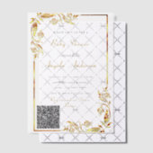 Gold Vellum QR Code Baby shower Invitation voorbee Uitnodigingen (Offset (Uitnodiging))