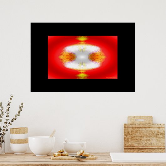 Gold-verfijning op rood poster (Keuken)