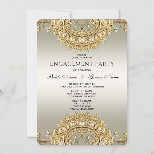 Gold Verloving Uitnodiging (Voorkant)