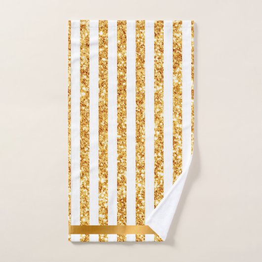 Gold Vertical Glitter Boho Stripes Collectie Bad Handdoek (Handdoek)