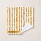 Gold Vertical Glitter Boho Stripes Collectie Bad Handdoek (Wasdoekje)