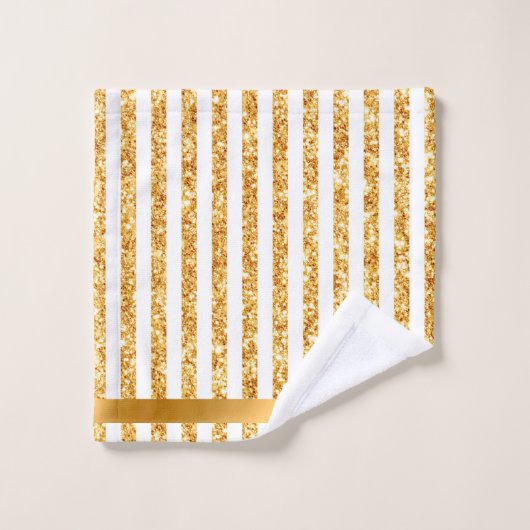 Gold Vertical Glitter Boho Stripes Collectie Bad Handdoek (Wasdoekje)